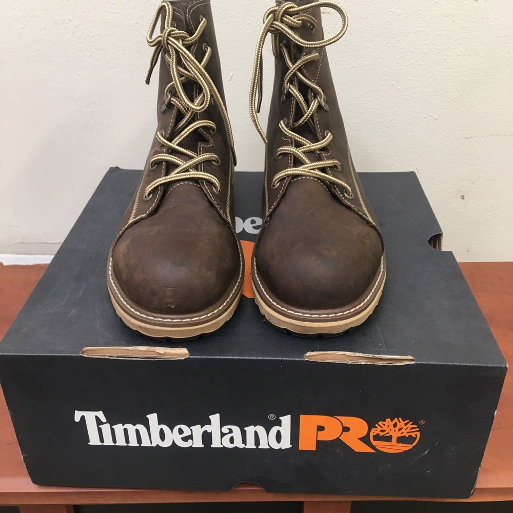Timberland PRO womens boots size 7.5 alloy toe 6” Hightower Dark Coffee Brown